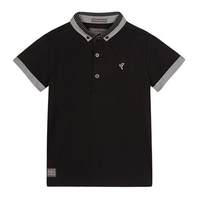 Boys' black contrast polo shirt